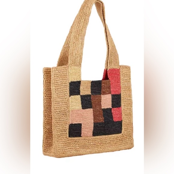Sandro flag bag raffia tote - Picture 1 of 13